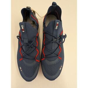 UNOS One Size Slip On Sneakers Blue Red Knit Comfort Mens 11-12 Womens